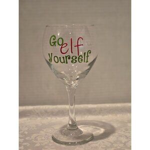 Go Elf Yourself Large Wine Goblet Christmas Holiday